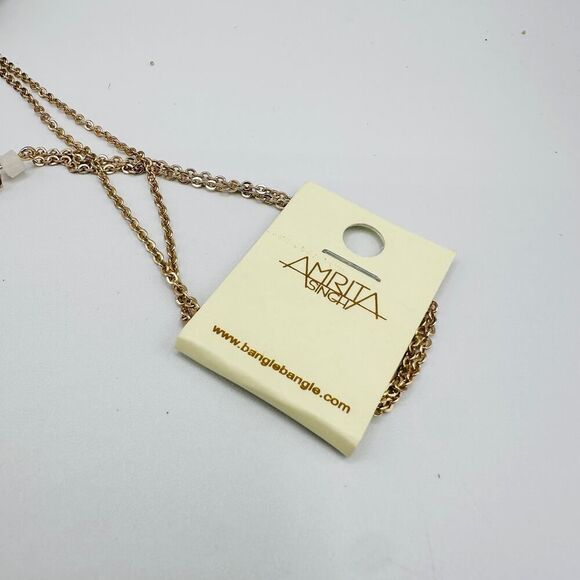 Amrita Singh Gold-Tone Necklace with Pink Resin & Crystal Beads, Tassel Pendant - Picture 4 of 7